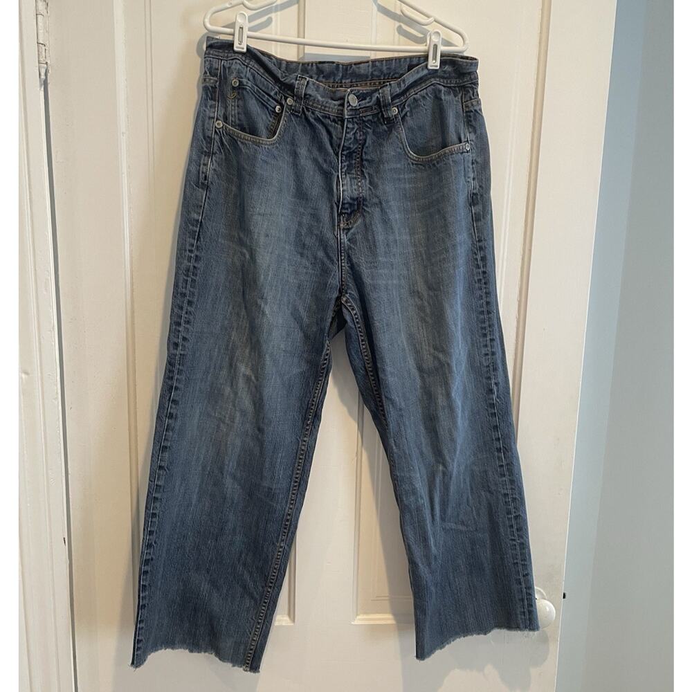 7 Seven For All Mankind Jeans Mens 34 The Straight Classic Blue Denim Raw Hem